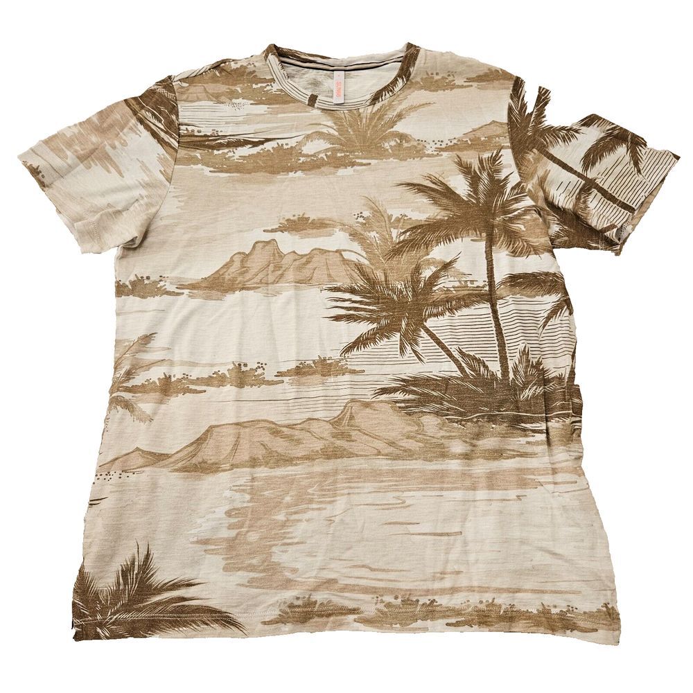 Sun68 Men's Tropical Palm Tree AOP 100% Cotton Crewneck‎ T-shirt Sz M Beach